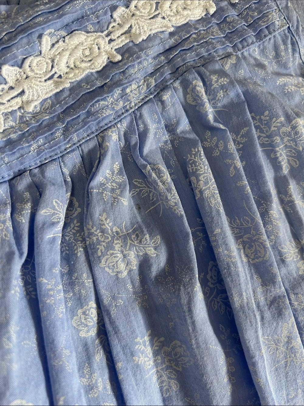 Eileen West Light Blue Floral Sleeveless Maxi Nightgown - Picture 6 of 13